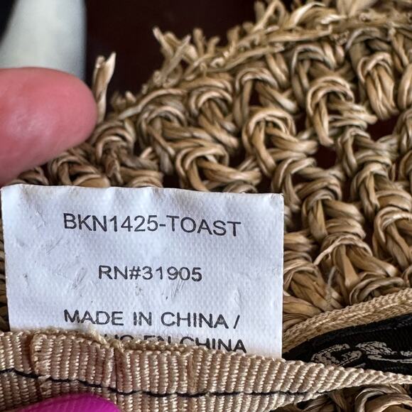 Brooklyn Hat Co Seagrass Hat with Rainbow Trim Style bkn1425-toast straw hat OS